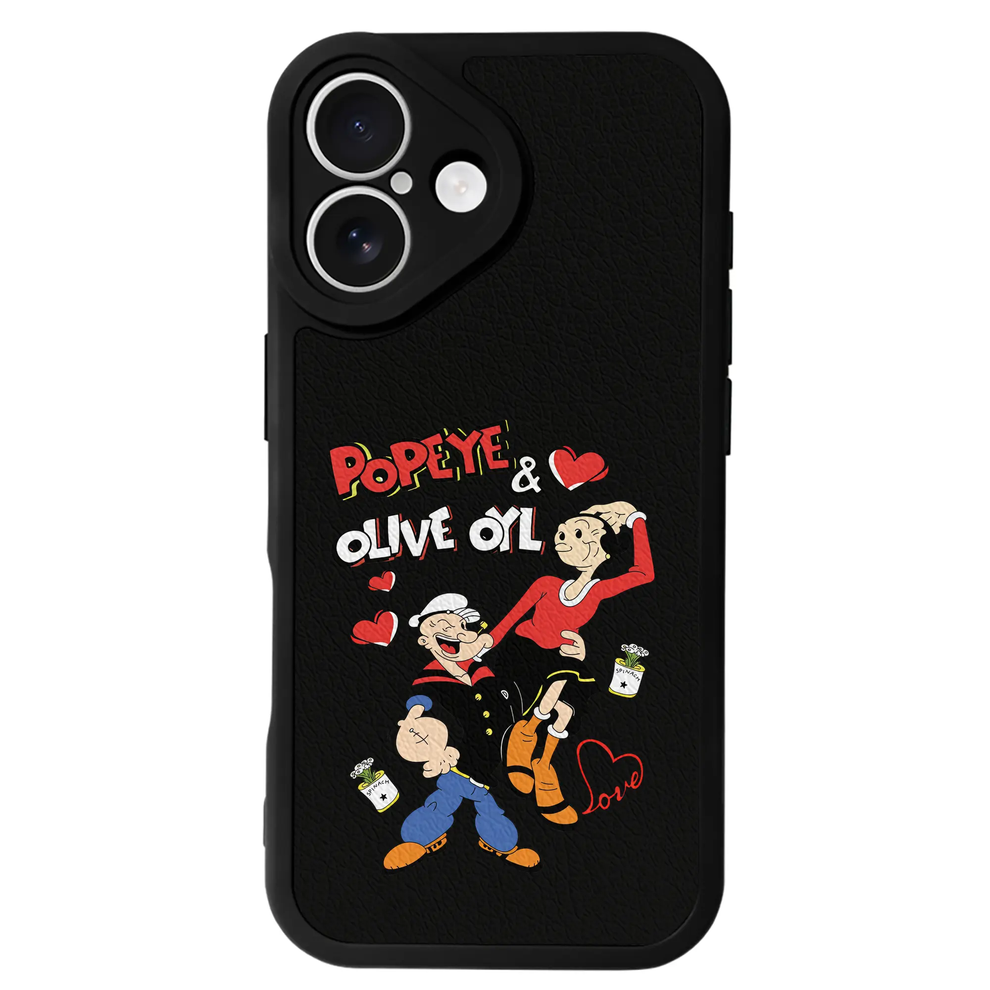 ポパイ グッズ オリーブ・オイル - IPhone 16シリーズ対応 ・ シリコンスマホケース ・ レザー調 ・ 高精度フィット ・ 耐衝撃 ・ ワイヤレス充電対応 ・ 精密カット